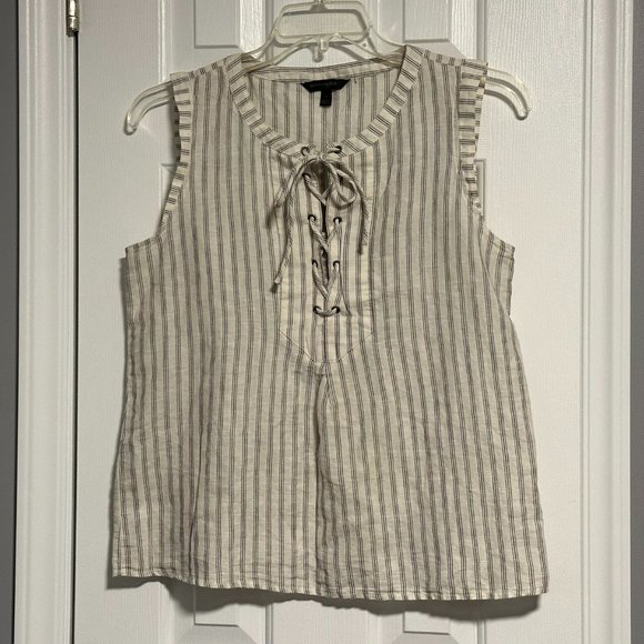 Banana Republic Striped Linen Blend Sleeveless Top, Size Small - Picture 1 of 4